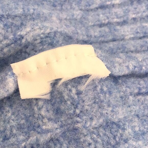 Zara Blue Weave Pattern Cropped Boxy Button Up V Neck Knit Cardigan Sweater - Picture 14 of 14